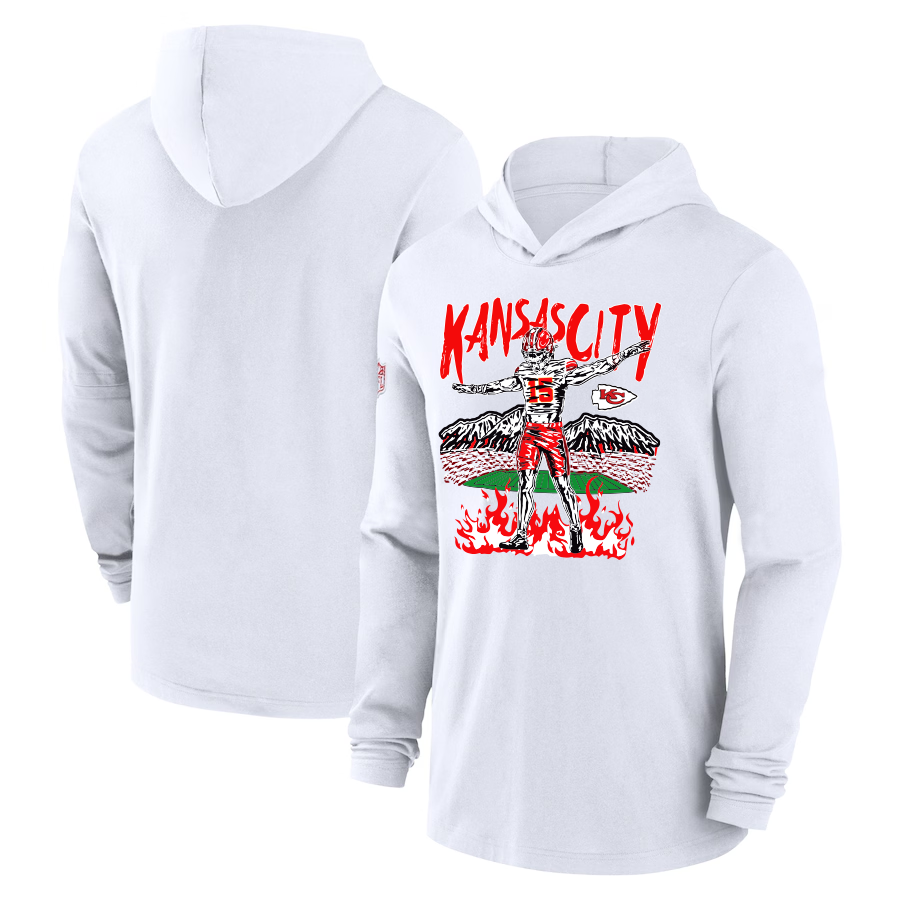 Men 2024 NFL Kansas City Chiefs T shirts white long sleeves->nfl t-shirts->Sports Accessory